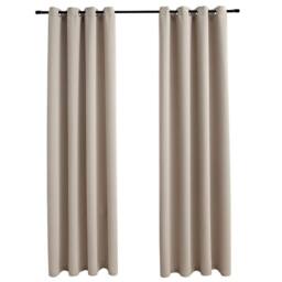 Berkfield Home Blackout Curtains with Metal Rings 2 pcs Beige 140x225 cm