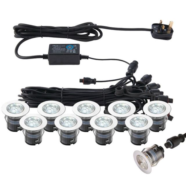 Loops IP67 Outdoor Decking Plinth Lights 10x 35mm Colour Changing Daylight Blue Lamp - image 1