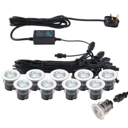 Loops IP67 Outdoor Decking Plinth Lights 10x 35mm Colour Changing Daylight Blue Lamp
