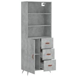 Berkfield Home Highboard Concrete Grey 69.5x34x180 cm Engineered Wood - thumbnail 4