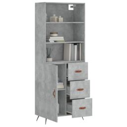 Berkfield Home Highboard Concrete Grey 69.5x34x180 cm Engineered Wood - thumbnail 3
