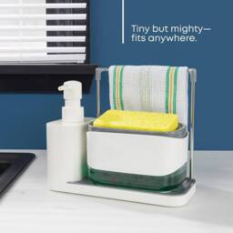 EONLION 3 in 1 Soap Dispenser Sink Organiser in White - thumbnail 4
