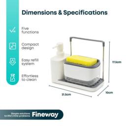 EONLION 3 in 1 Soap Dispenser Sink Organiser in White - thumbnail 2
