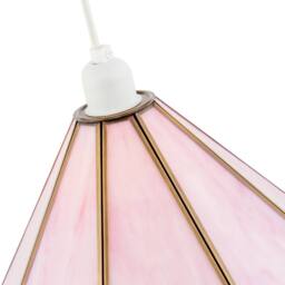 Happy Homewares Tiffany Glass Panelled Easy-Fit Pendant Shade with Antique Brass Trim in Pink - Size: 12 inches - thumbnail 3