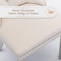 HomeTouch Winchester Set of 6 Velvet Upholstered Kitchen Dining Chairs with Sliver Chrome Legs in Beige - Size: 6 Pack - thumbnail 7