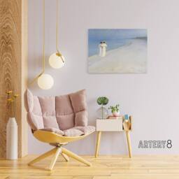 "Artery8 Peder Kroyer Summer Evening on Skagens Beach Canvas Wall Art Print in Blue - Size: W18"" x H24""" - thumbnail 3