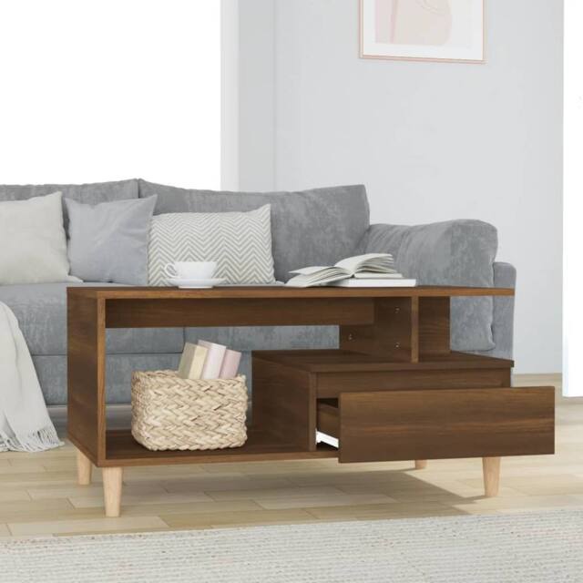 Berkfield Home Decorative Coffee Table Brown Oak 90x49x45 cm Engineered Wood - Size: 90 x 49 x 45 cm - image 1