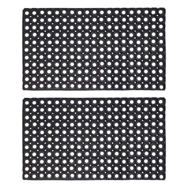 JVL Contract Rondo Rubber Ring Scraper Doormat, 50x100cm, Pack of 2 in Black - Size: 50 cm x 100 cm - image 1