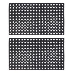 JVL Contract Rondo Rubber Ring Scraper Doormat, 50x100cm, Pack of 2 in Black - Size: 50 cm x 100 cm - thumbnail 1