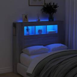 Berkfield Home LED Headboard Grey Sonoma 120x18.5x103.5 cm Engineered Wood - thumbnail 1