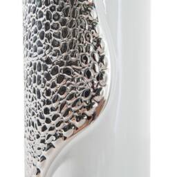 Wyld and Coco White Porcelain Pillar Table Lamp Faux Silk Drum Shade - thumbnail 6