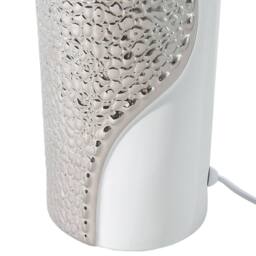 Wyld and Coco White Porcelain Pillar Table Lamp Faux Silk Drum Shade - thumbnail 7