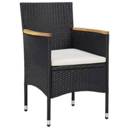 Berkfield Home 5 Piece Garden Dining Set Poly Rattan & Solid Wood Black in Brown - thumbnail 2