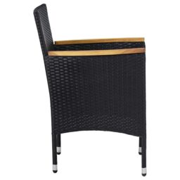 Berkfield Home 5 Piece Garden Dining Set Poly Rattan & Solid Wood Black in Brown - thumbnail 4