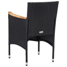 Berkfield Home 5 Piece Garden Dining Set Poly Rattan & Solid Wood Black in Brown - thumbnail 5