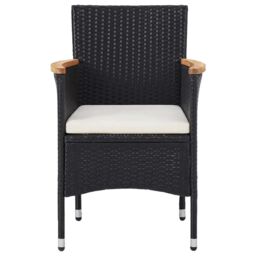 Berkfield Home 5 Piece Garden Dining Set Poly Rattan & Solid Wood Black in Brown - thumbnail 3