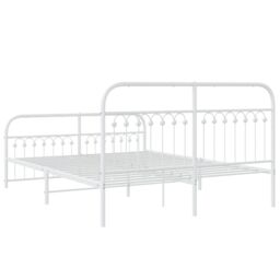 Berkfield Home Metal Bed Frame without Mattress with Footboard White 150x200cm - Size: 150x200 cm - thumbnail 6