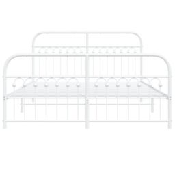 Berkfield Home Metal Bed Frame without Mattress with Footboard White 150x200cm - Size: 150x200 cm - thumbnail 4