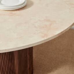 FurnitureboxUK Penrose Marble & Walnut Effect Dining Table with 4 Cream Boucle Chairs in Brown - thumbnail 6