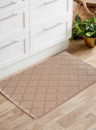 Desire Rugs Ivy Anti-Slip Trellis Design Doormat - Machine Washable for Easy Care in Beige - Size: 60 cm x 110 cm