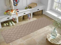 Desire Rugs Ivy Anti-Slip Trellis Design Doormat - Machine Washable for Easy Care in Beige - Size: 60 cm x 110 cm - thumbnail 4