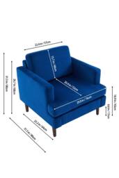 Living and Home Mid-Century Single Sofa Armchair in Blue - thumbnail 2