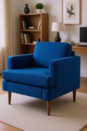 Living and Home Mid-Century Single Sofa Armchair in Blue