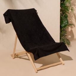OHS Plain Microfibre Quick Dry Beach Towel Bathroom in Black - thumbnail 2