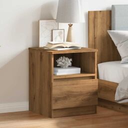 Berkfield Home Bedside Cabinet Artisan Oak 40x40x50 cm Engineered Wood in Brown - Size: 40 x 40 x 50 cm - thumbnail 1