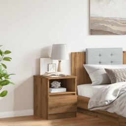 Berkfield Home Bedside Cabinet Artisan Oak 40x40x50 cm Engineered Wood in Brown - Size: 40 x 40 x 50 cm - thumbnail 3