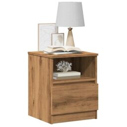 Berkfield Home Bedside Cabinet Artisan Oak 40x40x50 cm Engineered Wood in Brown - Size: 40 x 40 x 50 cm - thumbnail 4