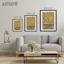 "Artery8 Eagle Antelope & Tiger Patterns Framed Canvas Wall Art Print Verneuil in Orange - Size: W18"" x H24""" - thumbnail 4