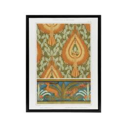 "Artery8 Eagle Antelope & Tiger Patterns Framed Canvas Wall Art Print Verneuil in Orange - Size: W18"" x H24""" - thumbnail 1