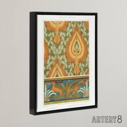"Artery8 Eagle Antelope & Tiger Patterns Framed Canvas Wall Art Print Verneuil in Orange - Size: W18"" x H24""" - thumbnail 2