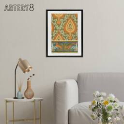"Artery8 Eagle Antelope & Tiger Patterns Framed Canvas Wall Art Print Verneuil in Orange - Size: W18"" x H24""" - thumbnail 3