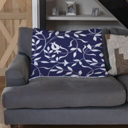 Benjamin Tate Design White Flowers On Navy Blanket in Natural - Size: 120 cm x 150 cm - thumbnail 2