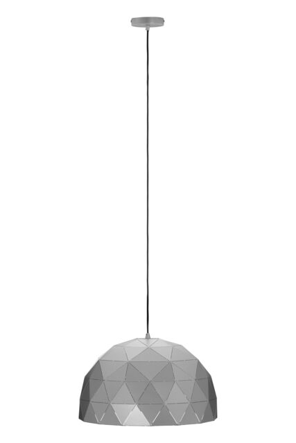 Orsina Medium White Dome Pendant Light, Geometric White Steel Ceiling Light With Clean Finish, Hanging Pendant Lamp in Silver - image 1