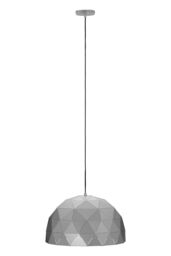 Orsina Medium White Dome Pendant Light, Geometric White Steel Ceiling Light With Clean Finish, Hanging Pendant Lamp in Silver