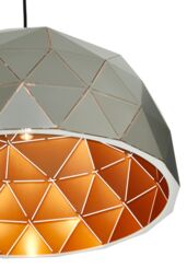 Orsina Medium White Dome Pendant Light, Geometric White Steel Ceiling Light With Clean Finish, Hanging Pendant Lamp in Silver - thumbnail 4