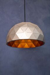 Orsina Medium White Dome Pendant Light, Geometric White Steel Ceiling Light With Clean Finish, Hanging Pendant Lamp in Silver - thumbnail 2