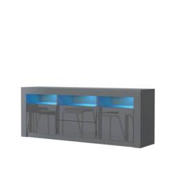 Creative Furniture Shine TV Unit 160cm - Dark Grey with Gloss Doors & LED Lights - thumbnail 8