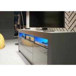 Creative Furniture Shine TV Unit 160cm - Dark Grey with Gloss Doors & LED Lights - thumbnail 4