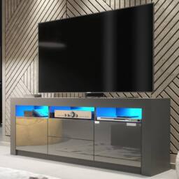 Creative Furniture Shine TV Unit 160cm - Dark Grey with Gloss Doors & LED Lights - thumbnail 5