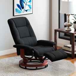 HOMCOM Manual Recliner Swivel Reclining Chair with Footrest Armrests, Black - Size: Armchair