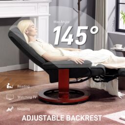 HOMCOM Manual Recliner Swivel Reclining Chair with Footrest Armrests, Black - Size: Armchair - thumbnail 4