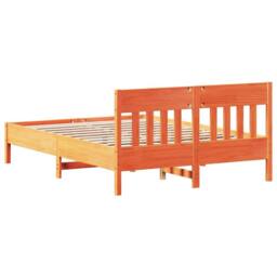 Berkfield Home Bed Frame without Mattress Wax Brown 135x190 cm Double Solid Wood Pine - thumbnail 6