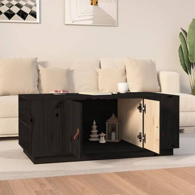 Berkfield Home Beautiful Coffee Table Black 100x50x41 cm Solid Wood Pine - Size: 100 x 50 x 41 cm - image 1