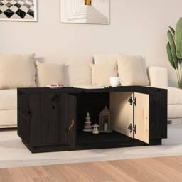 Berkfield Home Beautiful Coffee Table Black 100x50x41 cm Solid Wood Pine - Size: 100 x 50 x 41 cm