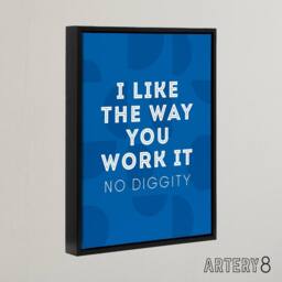 "Artery8 I Like The Way You Work It Modern Blue Cheeky Framed Canvas Art Print - Size: W12"" x H16""" - thumbnail 2