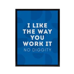 "Artery8 I Like The Way You Work It Modern Blue Cheeky Framed Canvas Art Print - Size: W12"" x H16""" - thumbnail 1